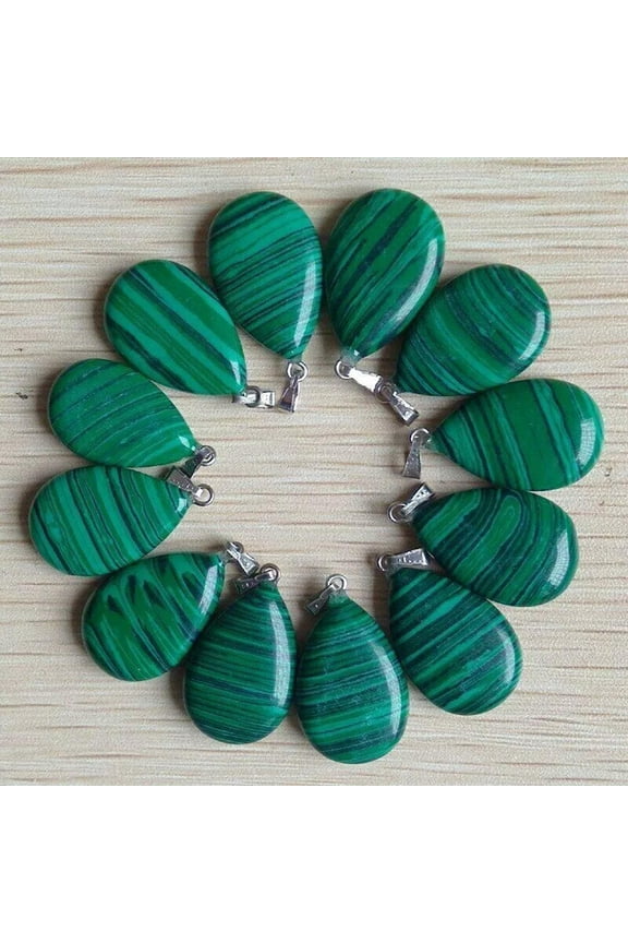 50pcs Natural Stone Malachite Water Drop Shape Pendant Bead 16x24mm DIY Jewelry