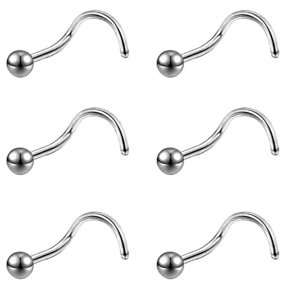 K-KED 50pcs Stainless Steel Ball Screw Nose Stud L Nostril Ring Piercing Body Jewelry-Screw shaped