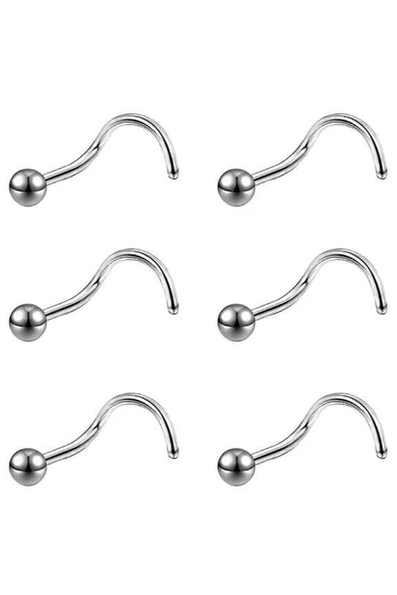 50pcs Stainless Steel Ball Screw Nose Stud L Nostril Ring Piercing Body Jewelry-Screw shaped