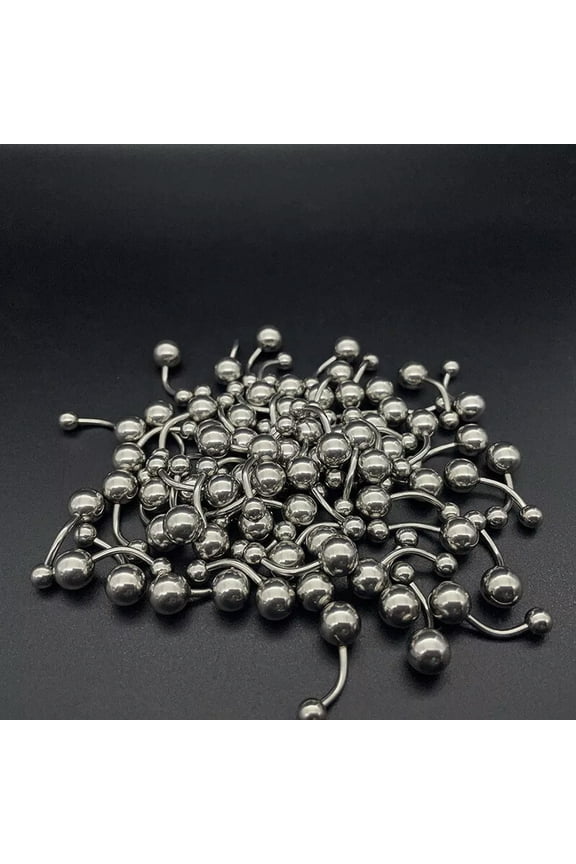 50pcs Stainless Steel Belly Button Navel Belly Bars Barbell Body Piercing 14G-default