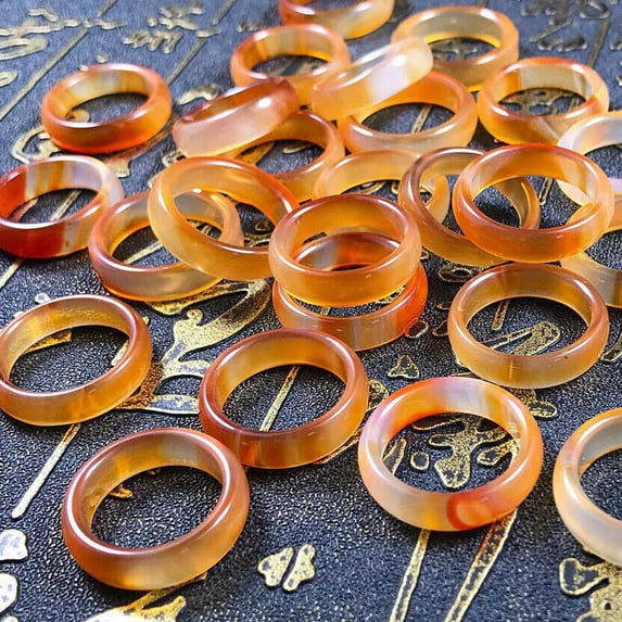 K-KED 50pcs Wholesale Natural Red Agate Stone Ring Delicate Jewelry Gemstone Band Rings Lots