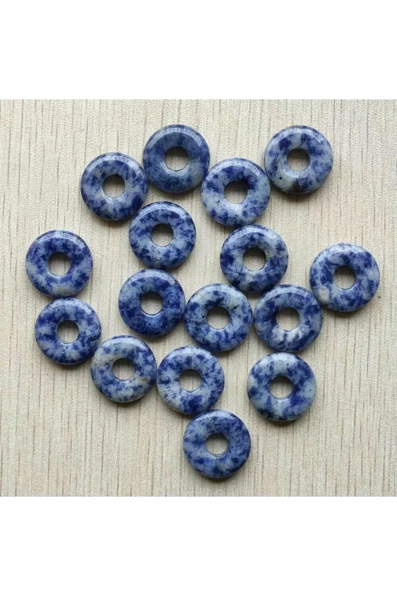 50pcs Wholesale Natural Sodalite Stone Circle Donut Pendants 18mm Delicate Jewelry Making