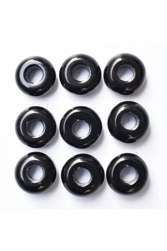 50pcs/lot Natural Stone Mixed Round Big Hole Beads for Bracelet Charms Wholesale-black onyx-14mm