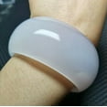 thumbnail image 1 of K-KED 56mm-62mm Beautiful Natural White Wide Jade Agate chalcedony Bangle icy Bracelet-62mm, 1 of 9