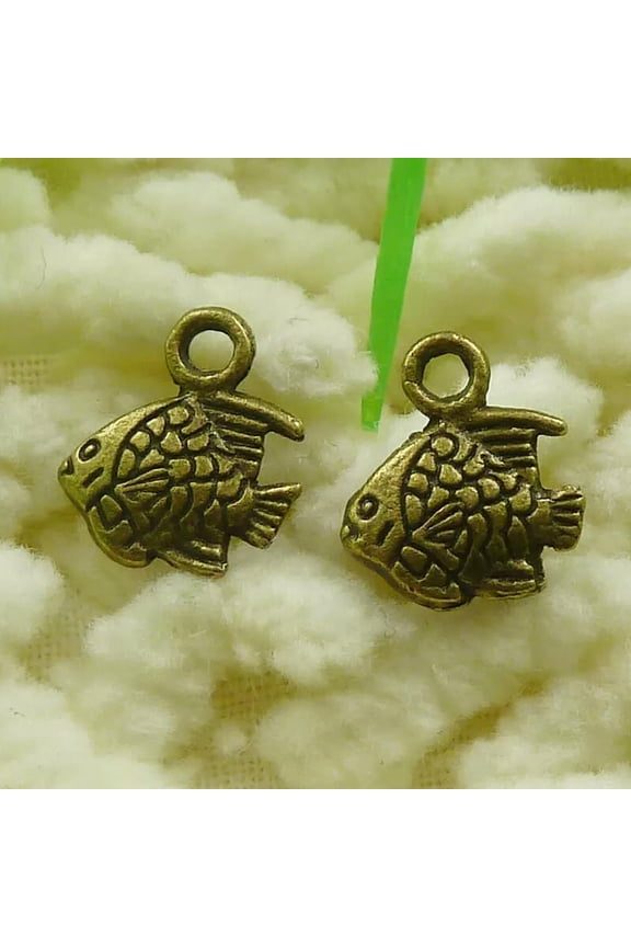 570 Pcs Bronze Plated Fish Charms Pendant 11X9MM S1803 DIY Delicate Jewelry Making