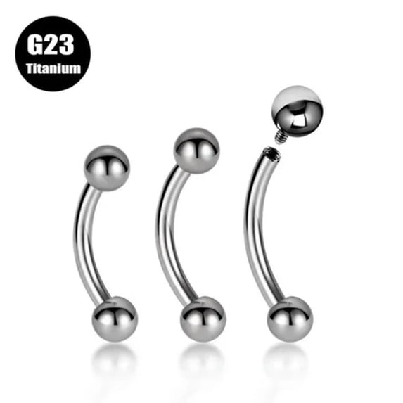 K-KED 5PCS G23 Titanium Curve Barbell Banana Cartilage Studs Ear Eyebrow Piercing 16G-16G 10mm