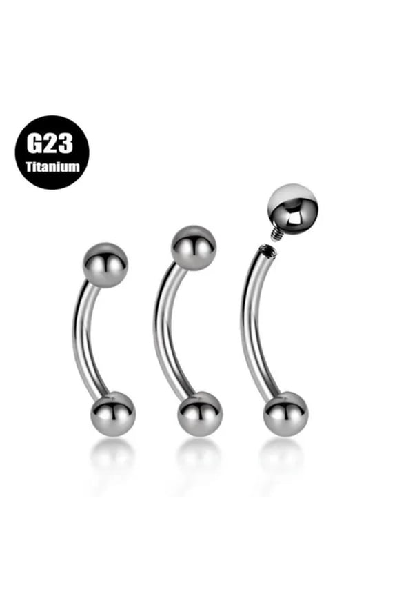 5PCS G23 Titanium Curve Barbell Banana Cartilage Studs Ear Eyebrow Piercing 16G-16G 8mm
