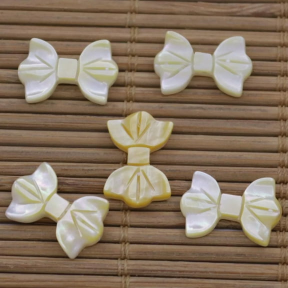 K-KED 5PCS Mini bowknot Shell 10X15mm Yellow Mother of Pearl Delicate Jewelry Making DIY