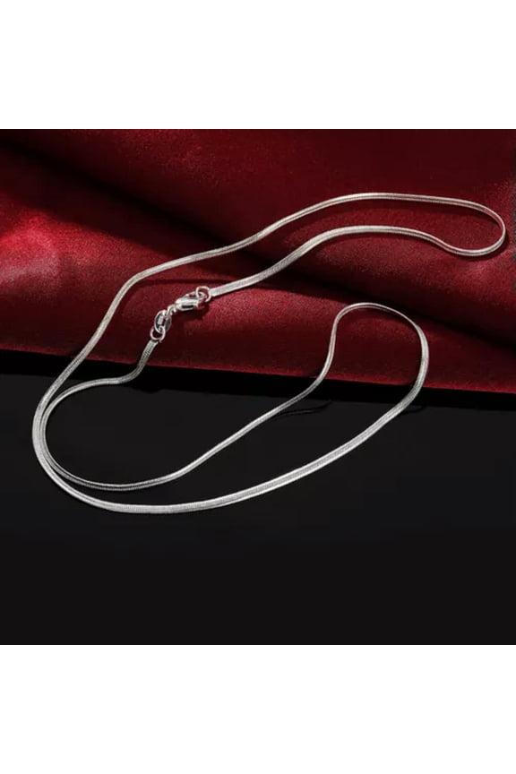 5PCS New Arrival 925 Silver 2mm Flat Snake Bone Unisex Chains Necklace 16"-30"-18 inch