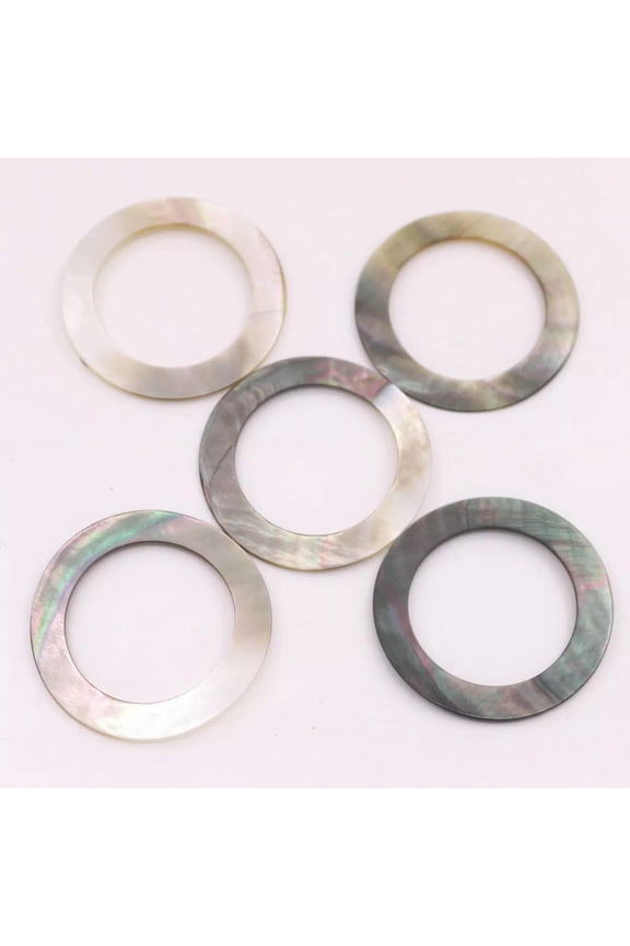 5PCS Round Ring Shell Natural Black Mother of Pearl Delicate Jewelry Making DIY 35mm
