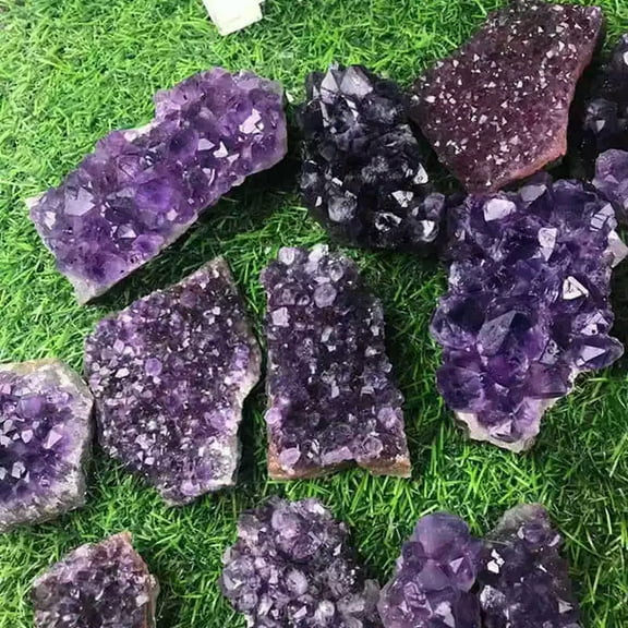 K-KED 5Pcs 100-150g Natural Amethyst Cluster Geode Quartz Crystal Energy Specimen Gift