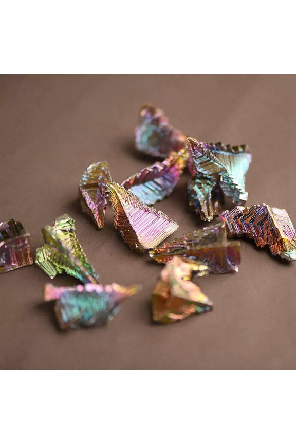 5Pcs 20g Natural Quartz Rainbow Aura Crystal Titanium Bismuth Cluster Specimens-default