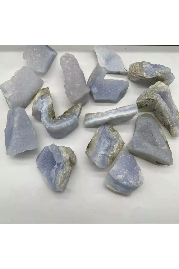 5Pcs 30-50g Natural Blue Chalcedony Agate Crystal Stone Mineral Specimen Decor-default