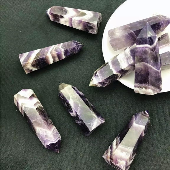 K-KED 5Pcs 30-50mm Raw Natural Amethyst Quartz Crystal Point Wand Healing Stone