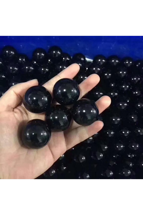 5Pcs 30mm Natural Black Obsidian Quartz Sphere Chakra Crystal Ball Healing Rock-default