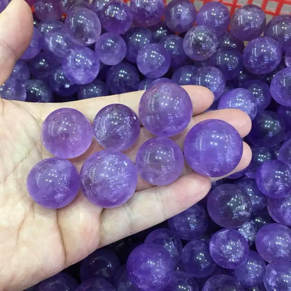 K-KED 5Pcs 3cm Top Natural Amethyst Gemstone Sphere Chakra Healing Quartz Crystal Ball