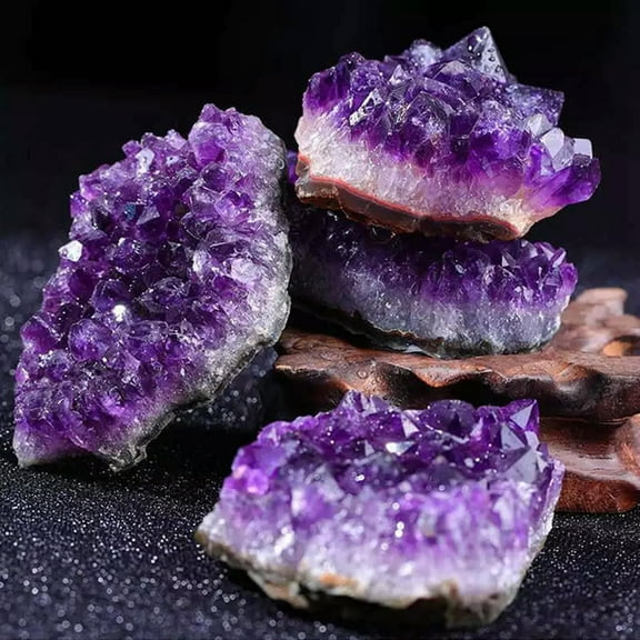 K-KED 5Pcs 80-100g Natural Quartz Crystal Amethyst Cluster Geode Druzy Specimen Energy