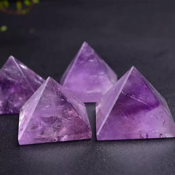K-KED 5Pcs Natural Amethyst Quartz Crystal Stone Pyramid Chakra Healing Energy Tower