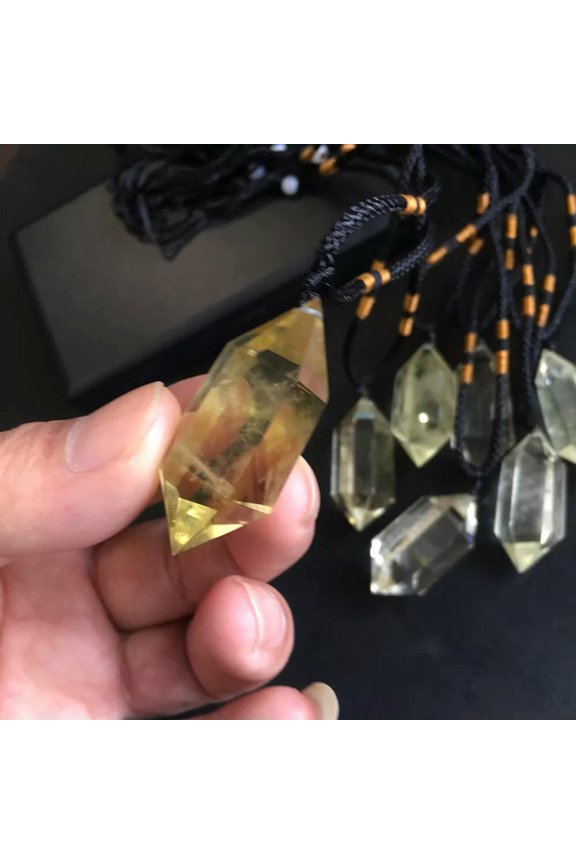 5Pcs Natural Clear Citrine Quartz Crystal Point Pendant Obelisk Necklace Stone