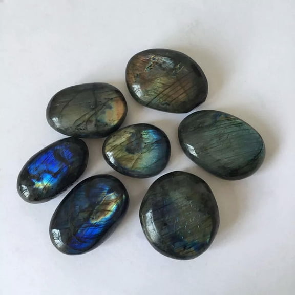 K-KED 5Pcs Natural Labradorite Moonstone Quartz Polished Crystal Stone Healing Reiki