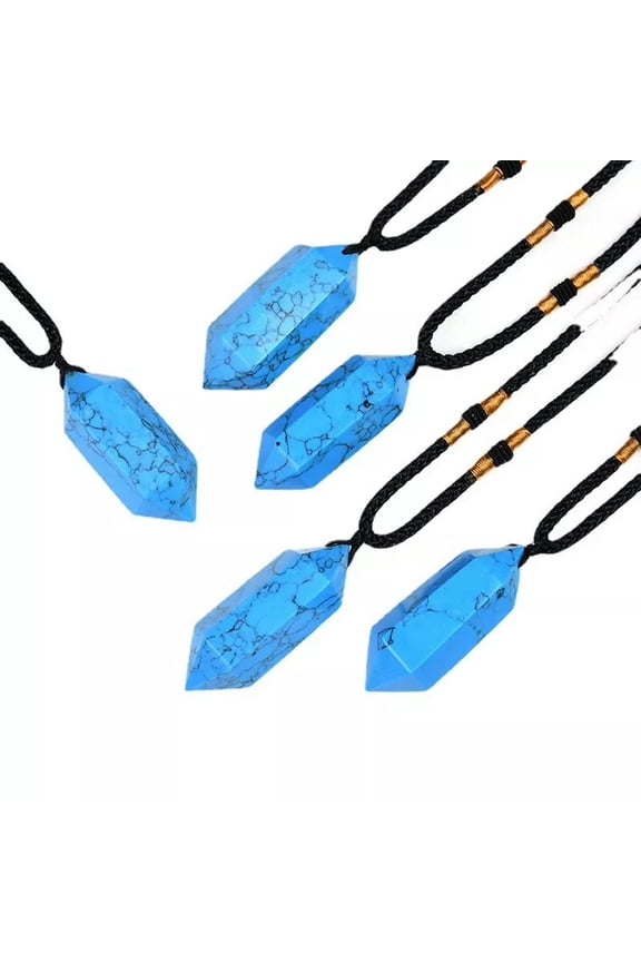 5Pcs Natural Pendant Blue Howlite Turquoise Quartz Crystal Point Wand Obelisks