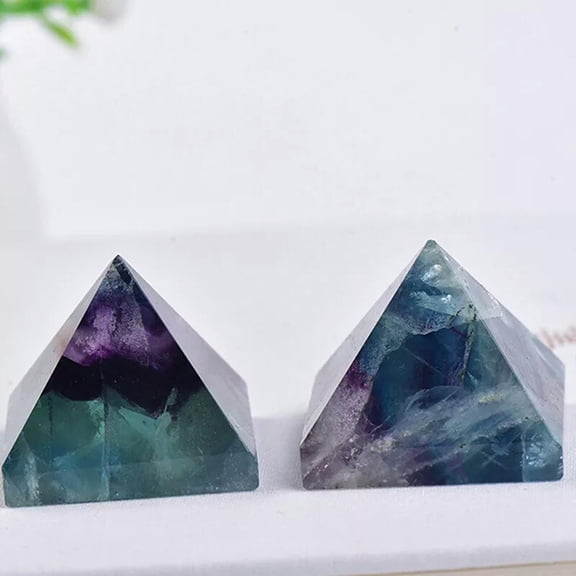 K-KED 5Pcs Natural Rainbow Fluorite Quartz Crystal Point Pyramid Stone Tower Healing