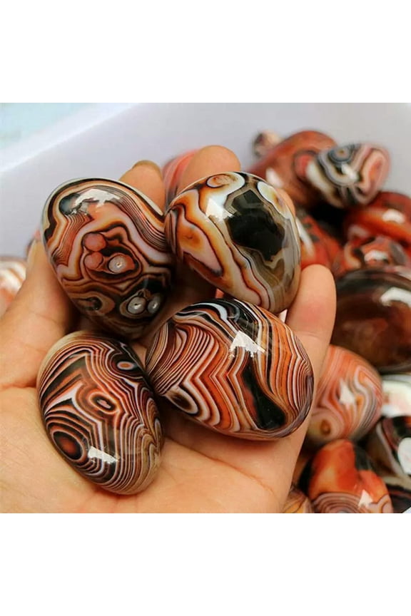 5Pcs Natural Silk Banded Lace Agate Quartz Crystal Tumbled Stone Healing Mineral-default