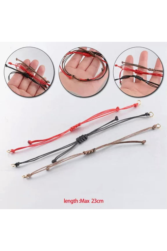 5Pcs Waxed Thread Bracelet Braided Rope DIY Delicate Jewelry Findings Bracelet Cord Strap-Black