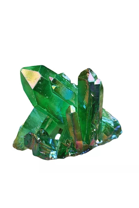 5pcs 100g Natural Chakra Green Aura Crystal Titanium VUG Quartz Cluster Specimen-default