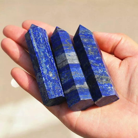 K-KED 5pcs 60-70mm Natural Crystal Point Wand Lapis Lazuli Quartz Rock Obelisk Healing