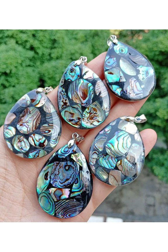 5pcs Abalone shell Pendants Energy Reiki Healing Amulet Wholesale