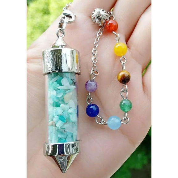 K-KED 5pcs Amazonite Bottle Chakra Pendulum Prism Magic Wand Energy Reiki Healing