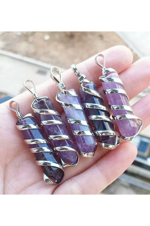5pcs Amethyst Gems stone Healing Pendants Chakra Reiki Healing Amulet
