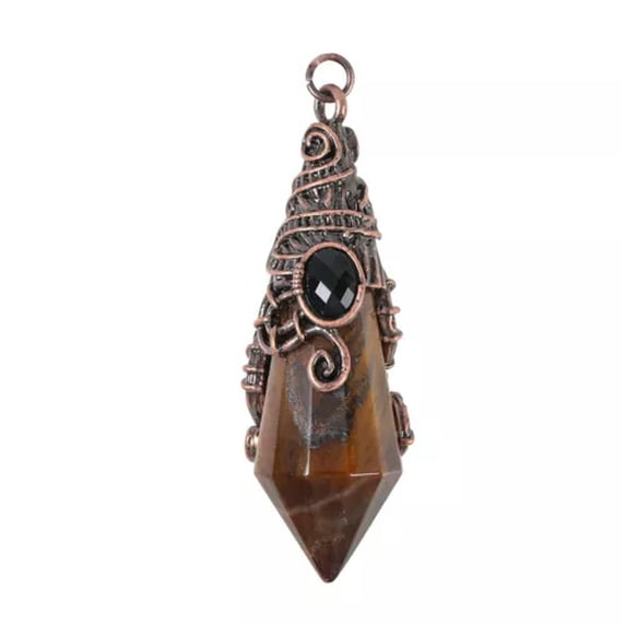 K-KED 5pcs Amethyst Quartz Agate Stone Pendant Hexagon Energy Reiki Healing Amulet-Tiger Eye