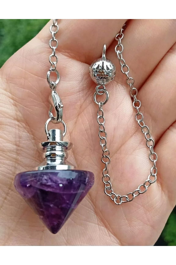5pcs Amethyst Stone Magic Pendulum Pendant Energy Power Reiki Healing Amulet