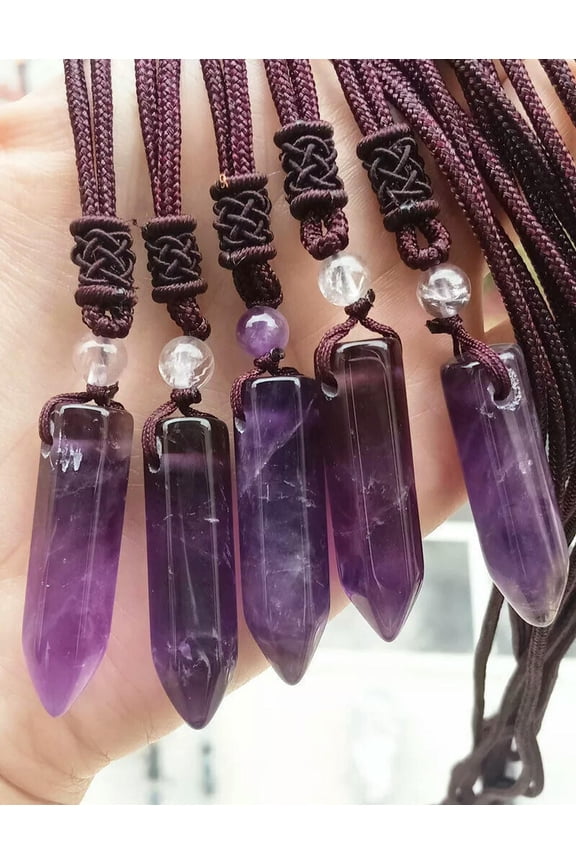 5pcs Amethyst Stone ball Pendants Necklace Chakra Reiki Healing Amulet