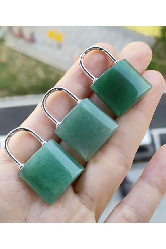 5pcs Aventurine Gems stone Lock Pendants Prism Magic Reiki Healing Amulet