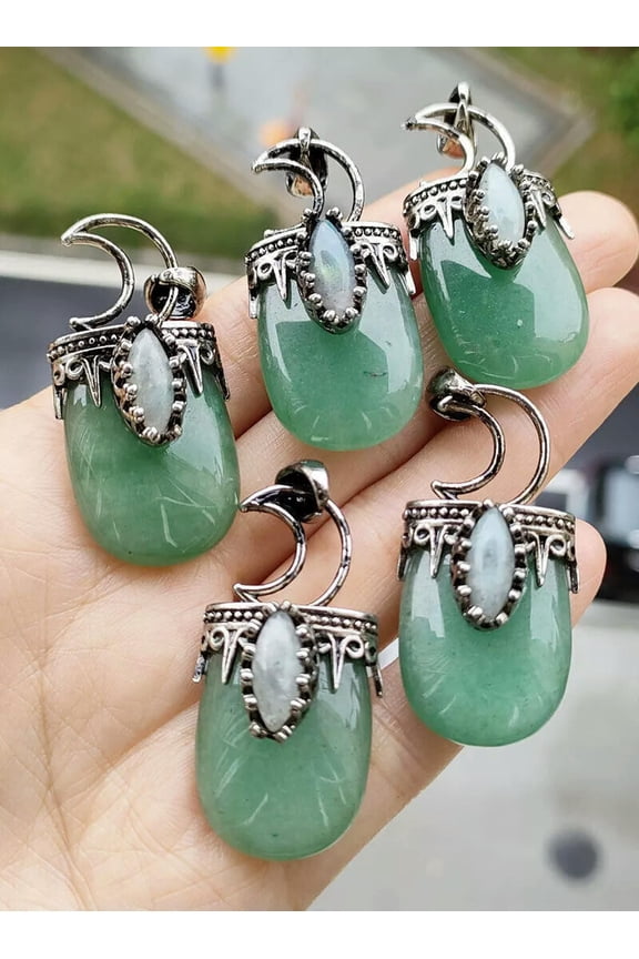 5pcs Aventurine Labradorite Stone Pendants Energy Reiki Healing Amulet