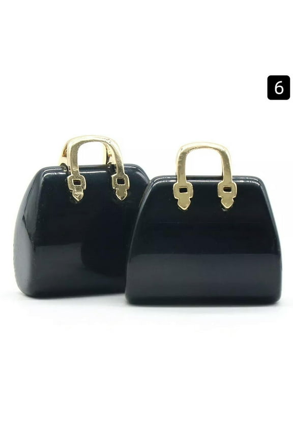 5pcs Black Obsidian Gems Stone HandBag Pendants fortune Energy Healing Amulet
