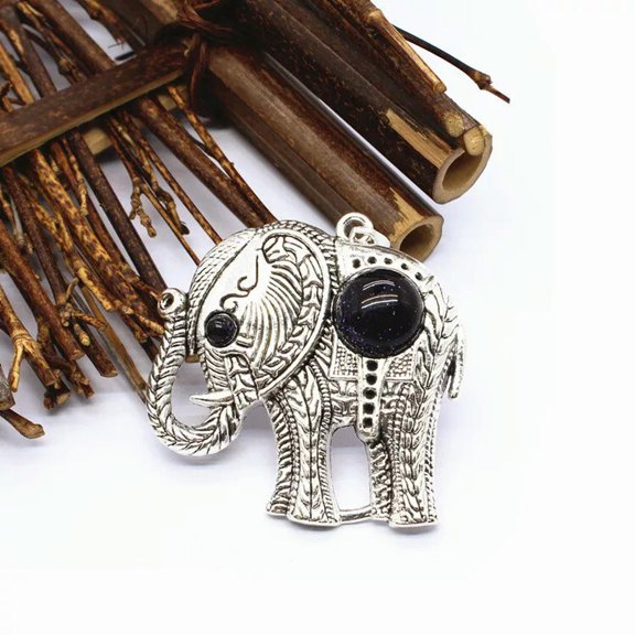K-KED 5pcs Blue Sand Stone Elephant Pendants Magic Energy Reiki Healing Amulet