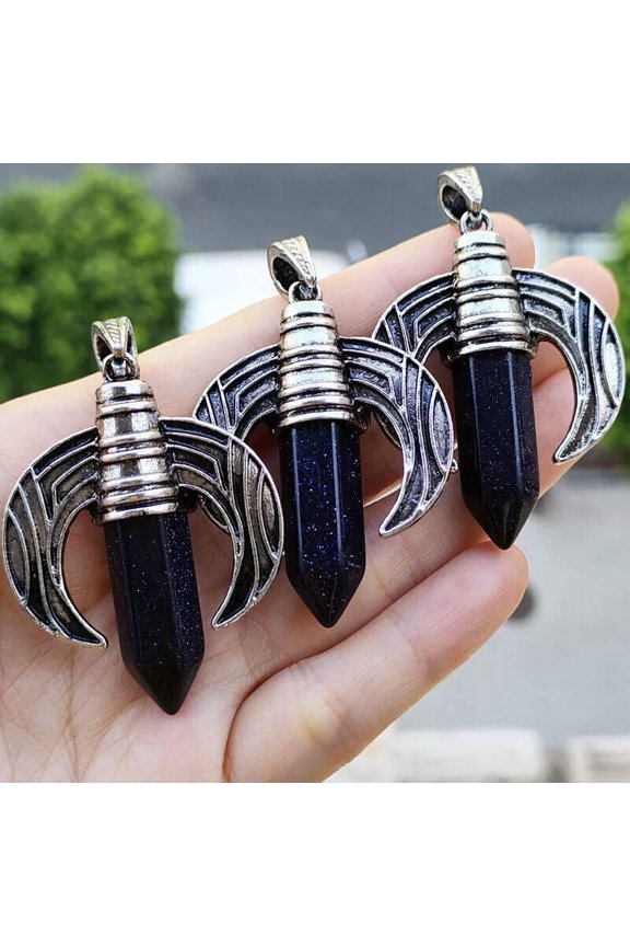 5pcs Blue sand Gems stone Pendants Magic Reiki Healing Amulet