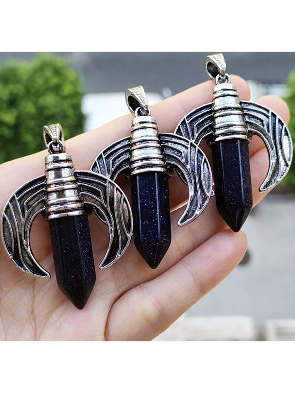 5pcs Blue sand Gems stone Pendants Magic Reiki Healing Amulet