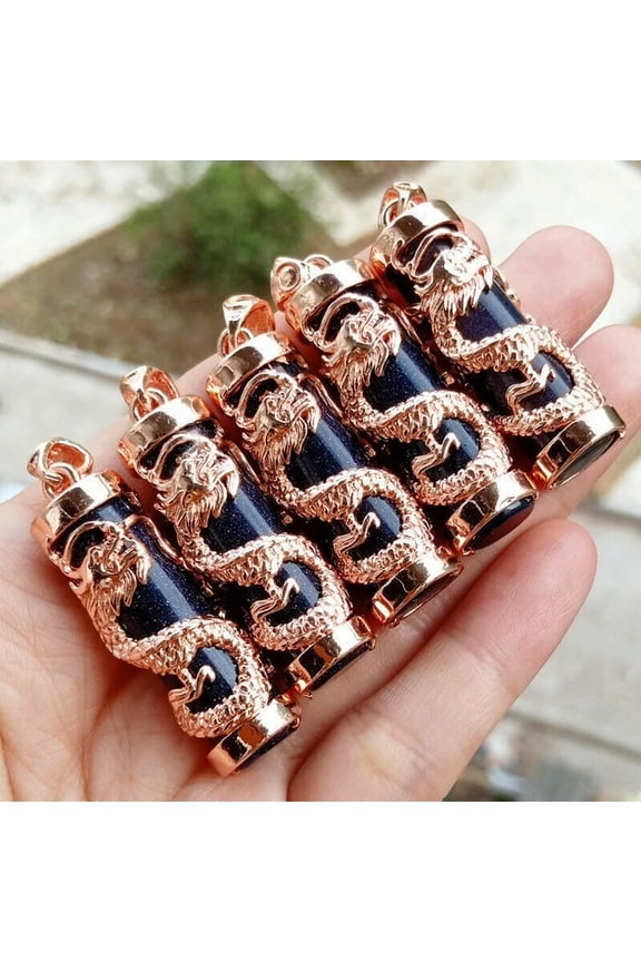 5pcs Blue sand stone Dragon Pendants Chakra Reiki Healing Amulet Power