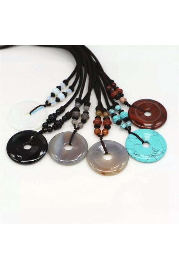 5pcs Charms Donut Mixed Natural Stone Crystal Stone Necklace Pendant for Jewelry