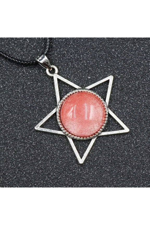 5pcs Cherry Quartz Gems Star Pendants Necklace Magic Reiki Healing Amulet