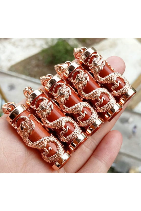 5pcs Flame Jasper stone Dragon Pendants Chakra Reiki Healing Amulet Power