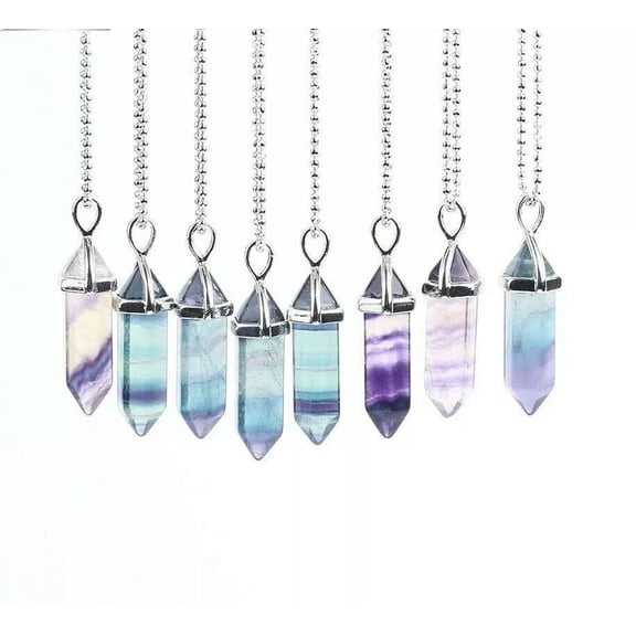 K-KED 5pcs Fluorite Neckless Crystal Pendant Gift Friend Natural Gem Quartz Hexagonal