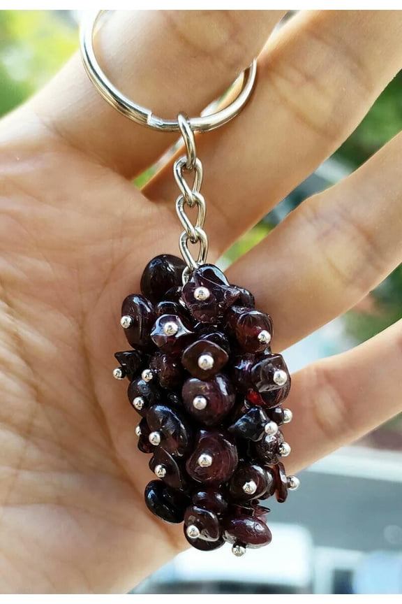 5pcs Garnet Gems Stone Chakra Pendant Key Bag clasp Reiki Healing Amulet
