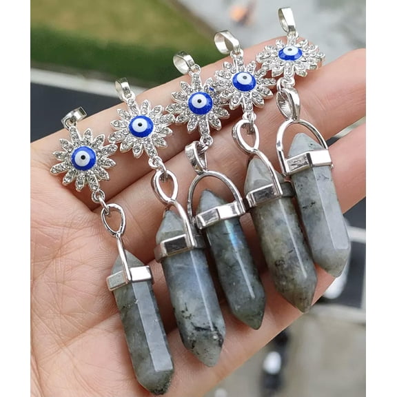 K-KED 5pcs Labradorite Gems Sun Pendants Chakra Reiki Amulet Chrismas gift