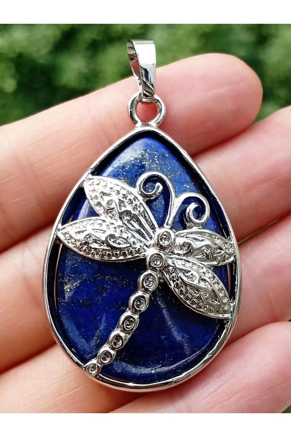 5pcs Lapis Lazuli Gems Stone Dragonfly Pendants Energy Chakra Amulet Wholesale